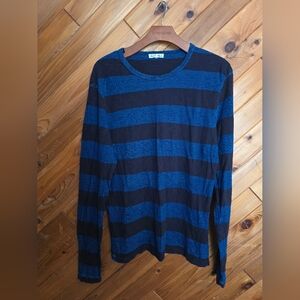 Alex Mill Navy and Black Striped Long Sleeve Shirt Size Medium